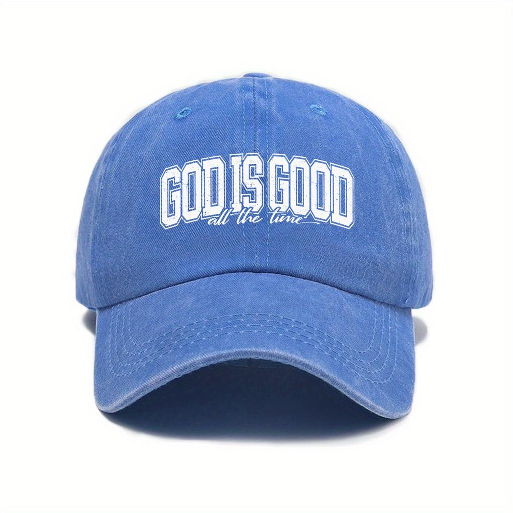 European And American  Washed And Worn Printed Baseball Cap New God Is Always Good Printed Baseball Cap WomenS Washed Retro Sp