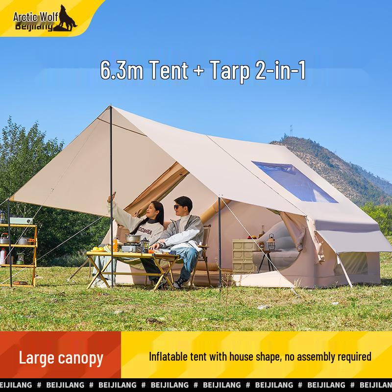 Portable Outdoor Quick-Deploy Multi-Person Inflatable Tent with Sunshade 300x420x200 cm