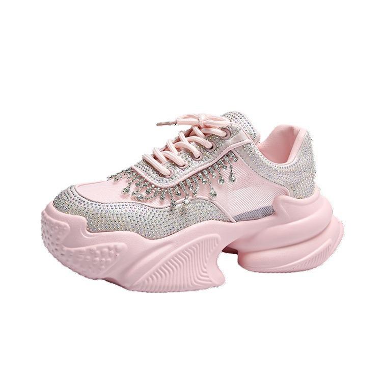 2024 Spring/Summer Mesh Diamond Women's Casual Shoes - Stylish, Breathable, All-Match Sports Sneakers