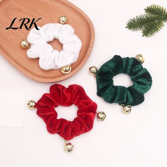 Christmas Gift for Girls Velvet Hair Scrunchies with Bells, Elastic Ties Women Girls, Retro Holiday Ponytail Holders Winter Festive Hairstyles Red or