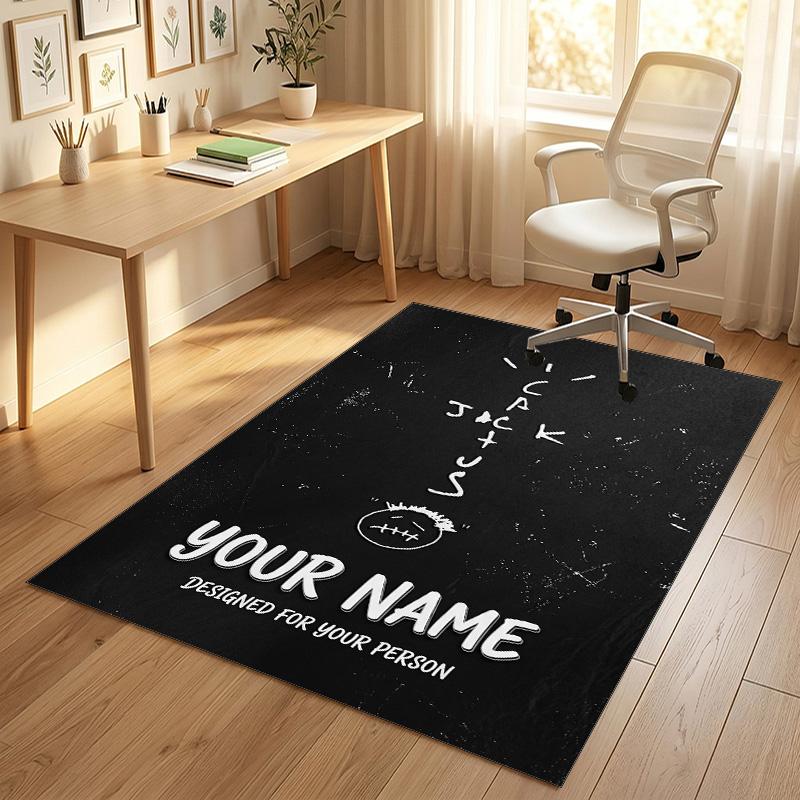 Personalized Crystal Velvet Carpet,Travis Scott Custom Printed Name, Plush Area Rug For Home Indoor Decor