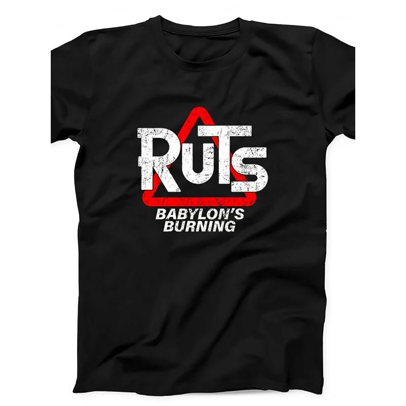 600 The Ruts Babylon'S Burning Punk Rock Music Black T-shirt | Crew Neck, Slight Stretch Fabric, Regular Fit, Casual Style, Print Pattern, Perfect