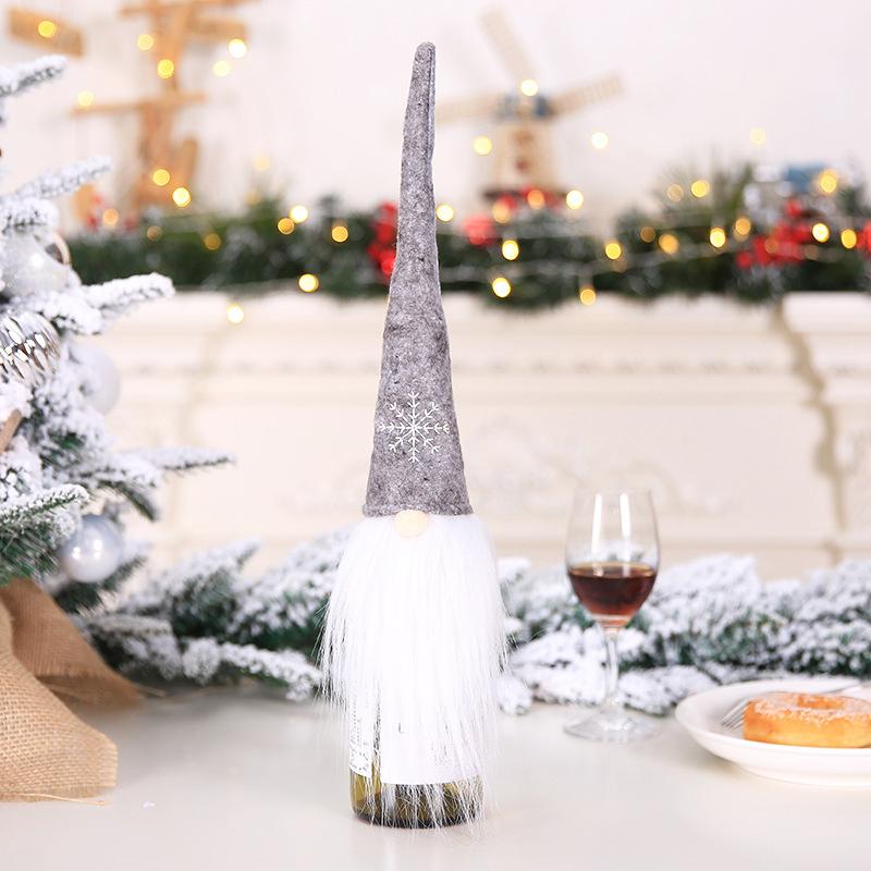 

1PC Fluffy Santa Wine Bottle Holder Holiday Gift Wrap Luxury Faux Fur Wine Bottle Cover for Holiday Tables 19x42cm сірий