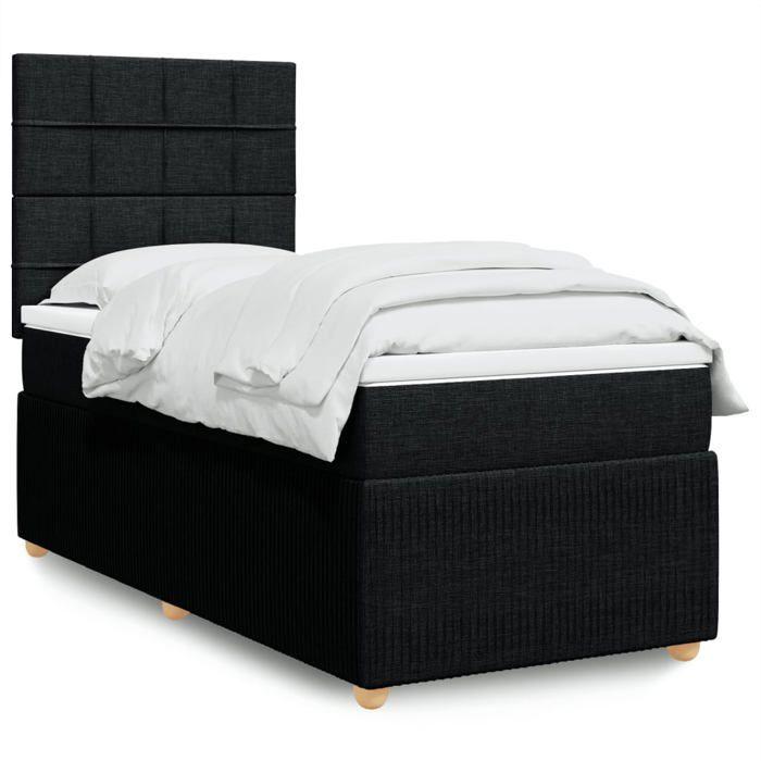 VidaXL Sommier à lattes de lit avec matelas Noir 90x190 cm Tissu 3291913