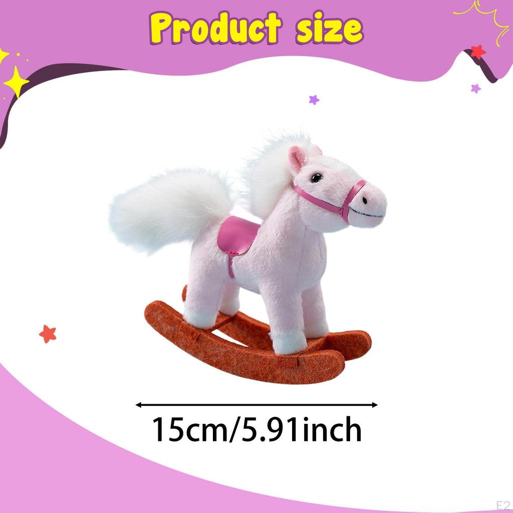 15cm Rocking Horse Toy Doll Decor Cute Realistic Hugging Stuffed Animal Farm Decoration