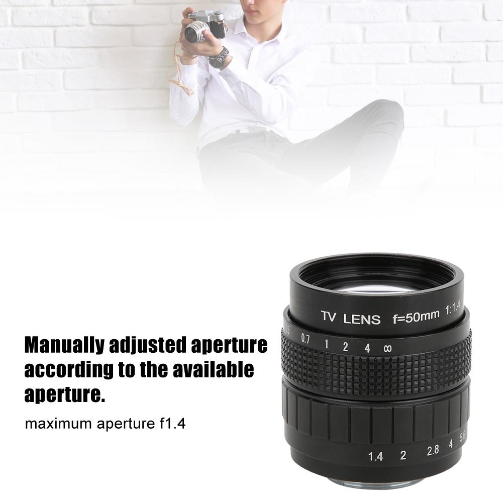 50mm F1.4 C Mount Lens Used with Adapter Ring for Canon Mirrorless Camerablack