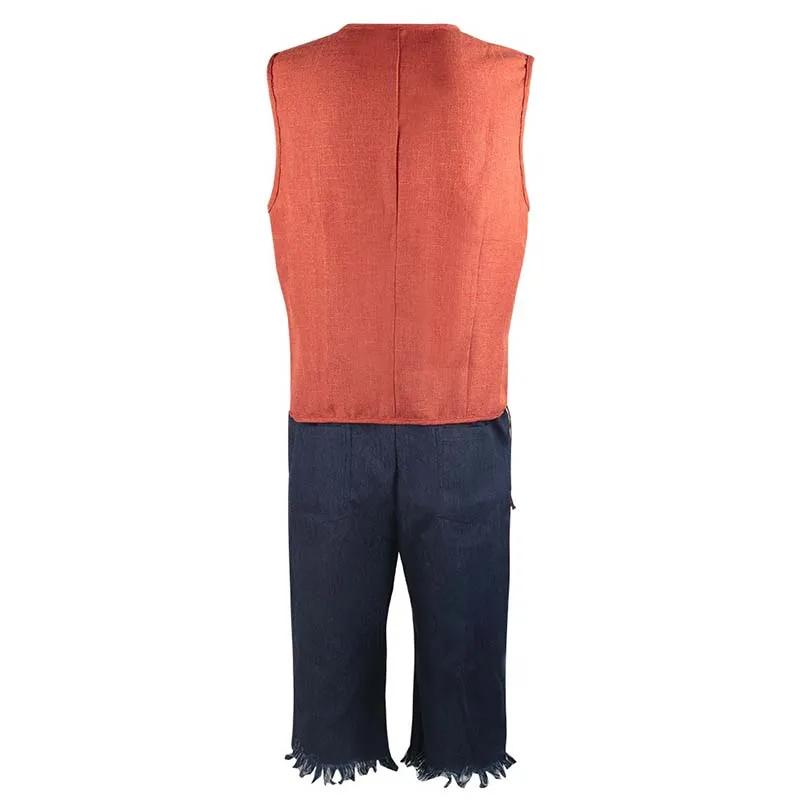 Cosplay Anime Film D Luffy Chemise Classique Pantalon en Jean Tenues Avec Chapeau de Paille Pour Fête d'Halloween Costume Cosplay Luffy