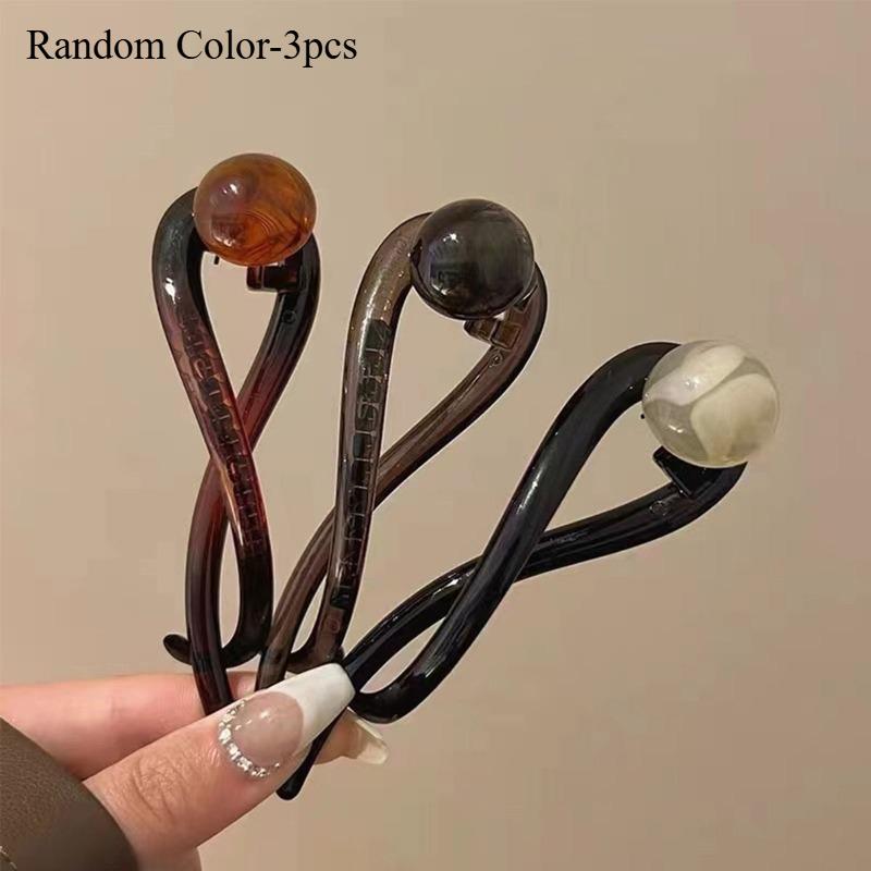 1pc New Twist Hair Clip Plastic Acrylic Bead Imitation Pearl Hairpin Twisted Design Women Hair Accessories