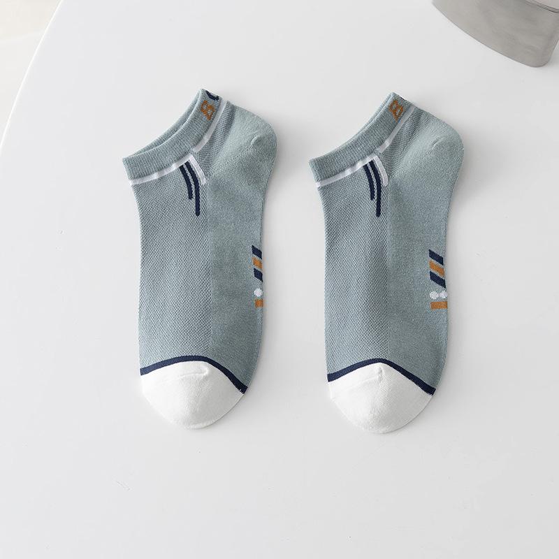 Men's Summer Thin Mesh Breathable Boat Socks Men's Moisture-wicking and Sweat-wicking Spring Men's Short Tubes Anti-odor Sports