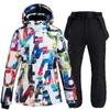 Costum de schi pentru femei Impermeabil Rezistent la vânt Termic Jachetă de schi Snowboard Pantaloni Set Sporturi în aer liber