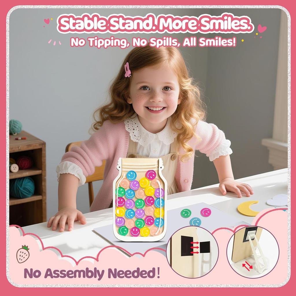 Magnetic Reward Jars for Kids - Smiley Tokens Reward Jar for Classroom 8" Star Jar Reward System Behavior Chart for Kids at Home Potty Training