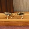 1Pcs Tea Pet Insects Animal Figurine Home Desktop Decoration Retro Brass Fly Insect Ornament Miniature Statue Vintage Craft