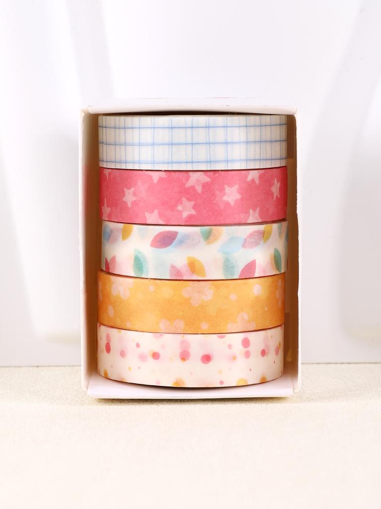5 rolek/Pudełko Urocza Kolorowa Taśma Washi Taśma Maskująca Materiały do Scrapbookingu Artykuły Szkolne Prezenty Urodzinowe Dla Przyjaciół Taśma Washi