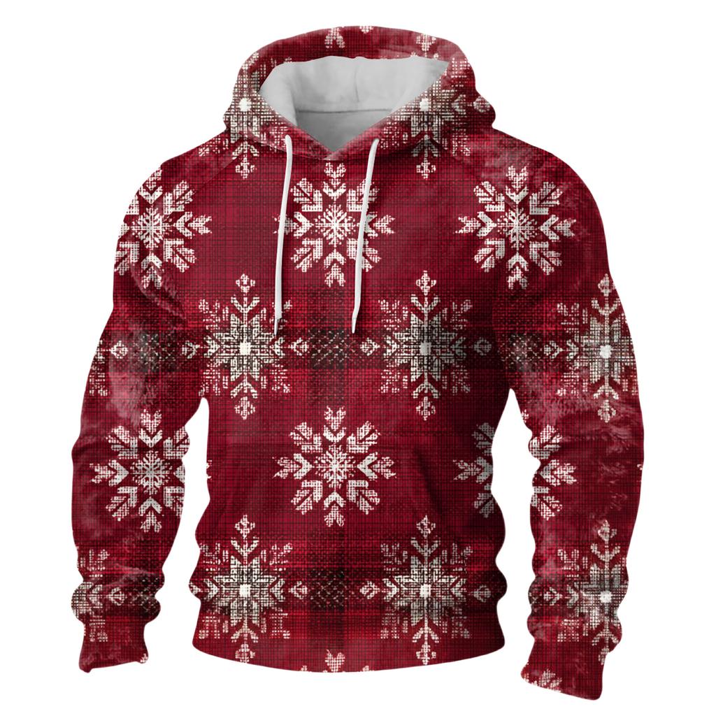Men's Long-Sleeve Casual Flannel Hooded Sweatshirt