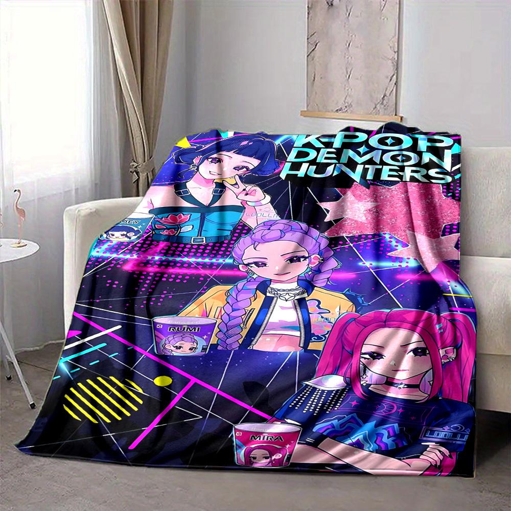 1PC K Pop Demon Hunters Blanket, Throw For Sofa, Bed, Travel, Camping, Livingroom,