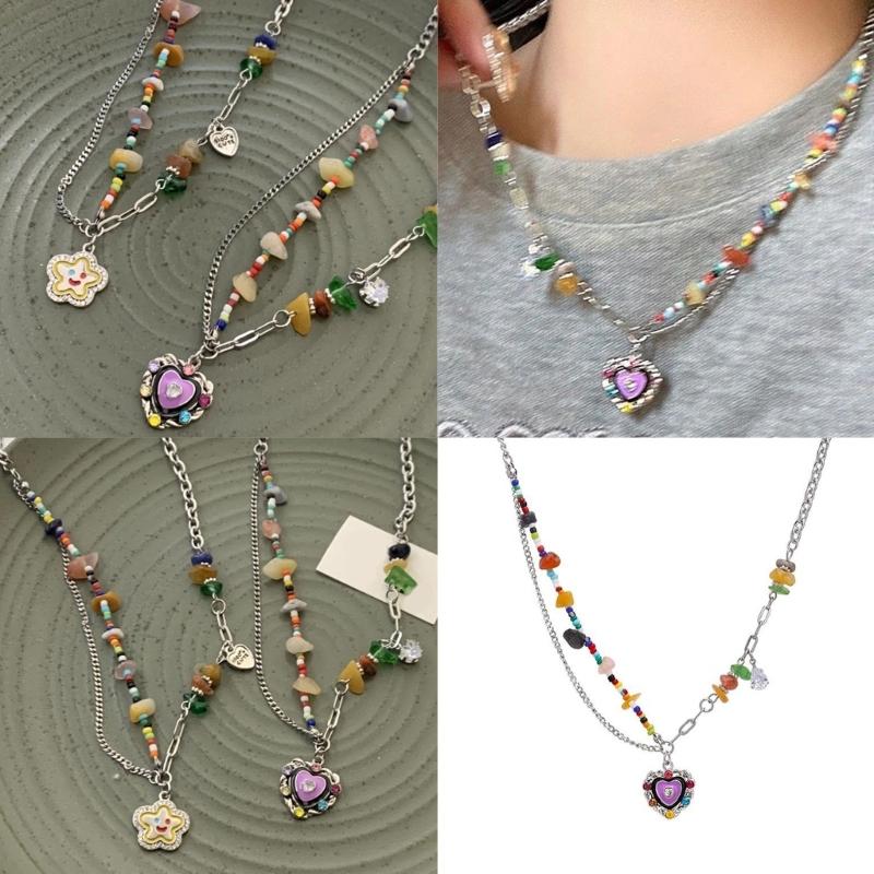 Lightweight Colorful Bead Necklace Comfortable For All Day Wear Trendy Gift
