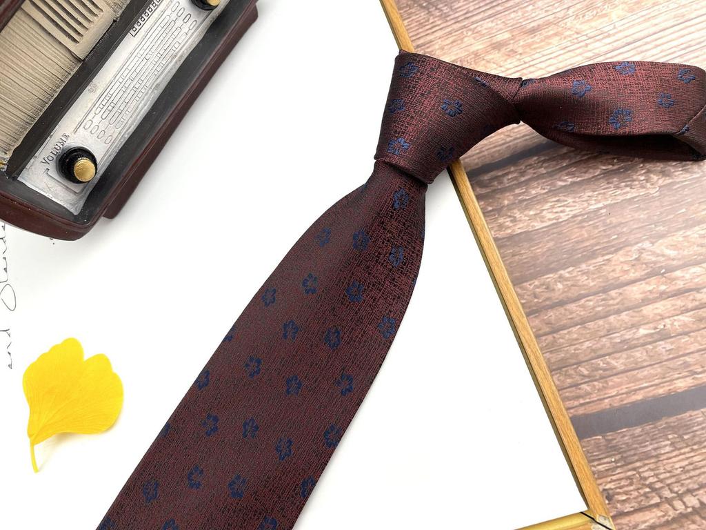 Men'S Retro Tie Dark Red Pattern British 8Cm High-End Formal Dress Casual, Professional Business Striped Wedding Tide