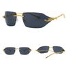 Brand Designer Luxury Rimless Curved Rectangle Sunglasses Women For Men Vintage Punk Sun Glasses Popular Gold Leopard Shades