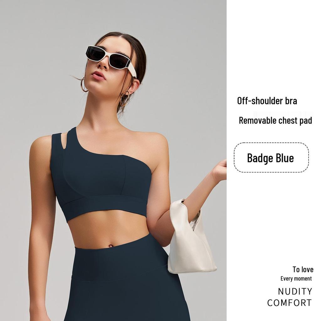 New Style Nude Feel One-Shoulder Yoga Set with High-Waisted Breathable Skirt for Tennis & Running