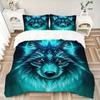 3pcs Mystical Beast with Glowing Blue Fur Wolf Quilt Set Cartoon Themed Bed Quilt Set Lovely Character Bedroom Decor Bed Quilt Set Four Seasons (