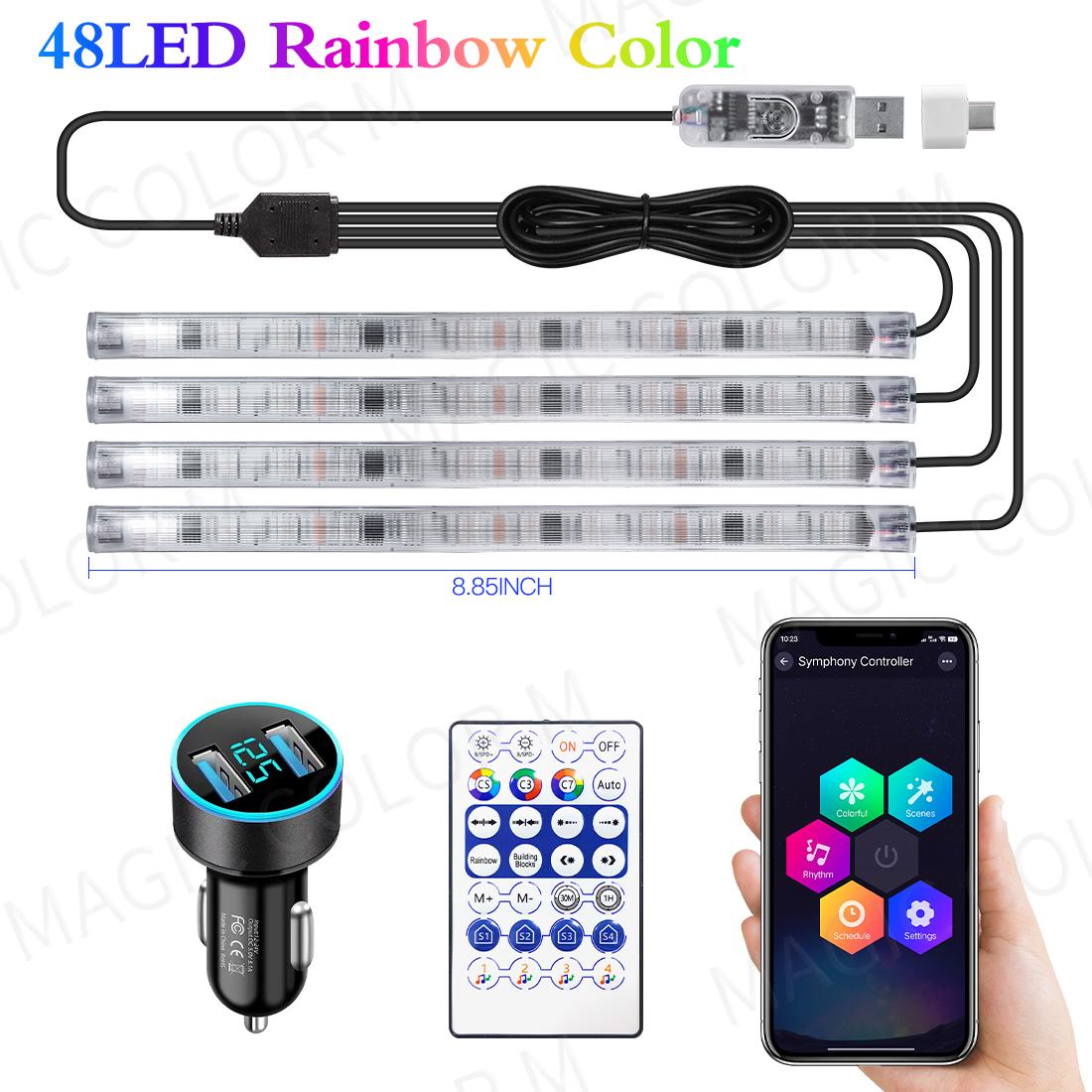 

L02 Vgetting APP Control USB Rainbow Ambient Car Foot Light LED Lamp Symphony RGB Interior Decorative