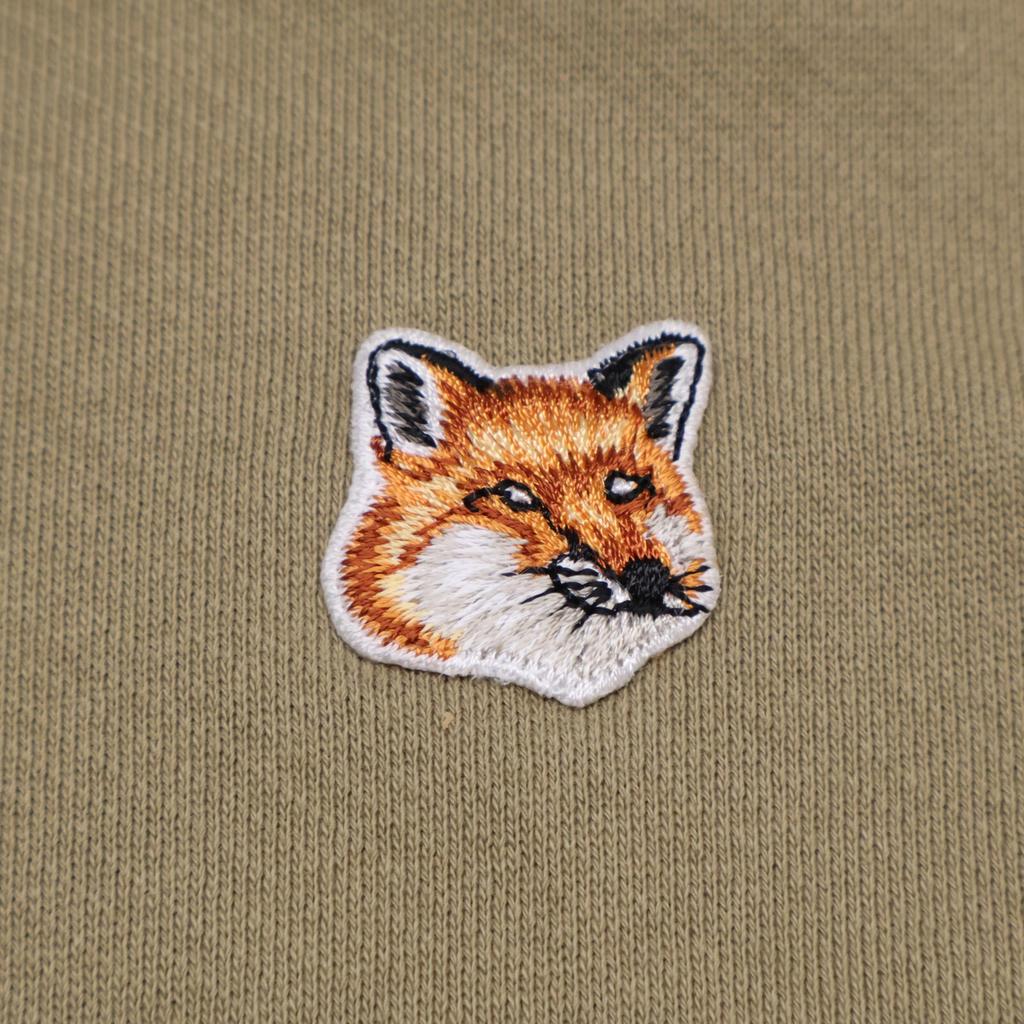 Maison Kitsune Khaki Beige Fox Head Crew Neck Sweatshirt Tops M khakiUsed
