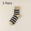 3 Pairs of Men's Winter Velvet and Thick Warm Hoop New Striped Wool Mid Tube Socks