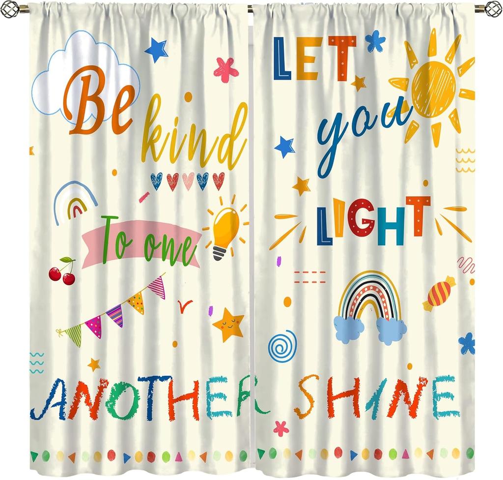 Abc Alphabet Curtains, Cartoon Toddler Colourful Animals Numbers Colours Classroom Learning Windows Treatments Drapes For Kids