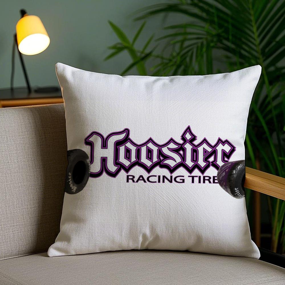 H-Hoosier Racing Cushion Cover Plush Fabric Soft Double-Sided Printed Invisible Zipper Sofa Pillow Case Home Decor
