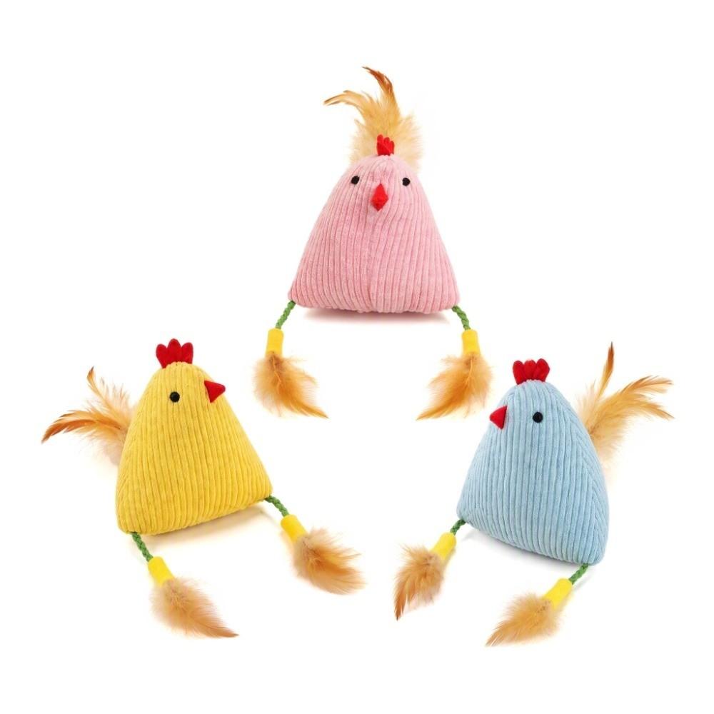 Playful Corduroy Catnip Feather Toys Feather Design Catnip Filled Cat Teasing Toys Cute Chicken Chick Cat Toy For Indoor