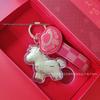 Cartoon Pony Monogram Leather Keychain: 999 Pure Gold Wealth Gourd Charm