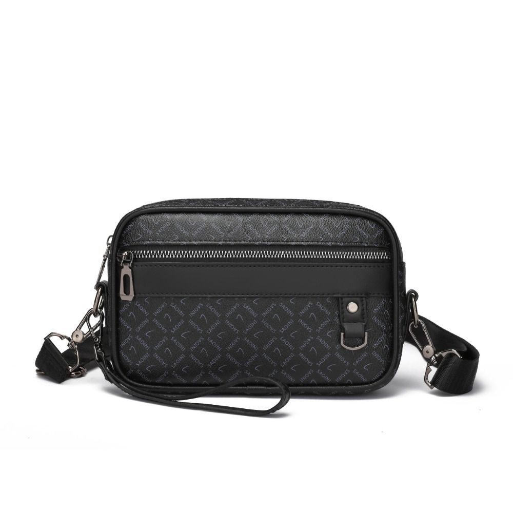 Business Printing Handbag Style Vintage Multi-Functional Crossbody Bag PU Leather Waist Strap Shoulder Bag Men