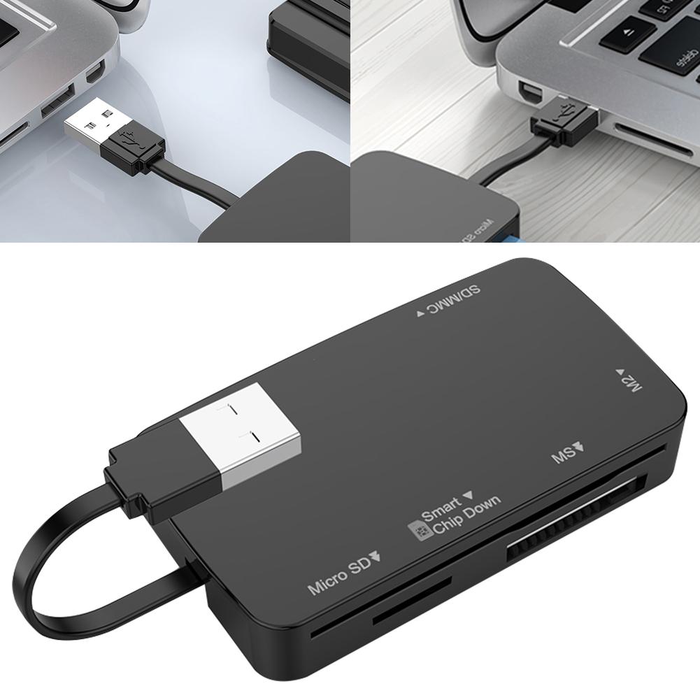 

6 в 1 USB 2.0 SD Card Reader Адаптер Удобный для Smart Card TF MS M2 SD/MMC