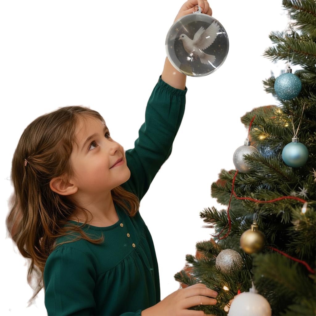 Christmas Nature's Bird Glass Tree Ornaments Xmas PVC Clear Balls Crystal Glass Hanging Pendant for Home Holiday Party Decor