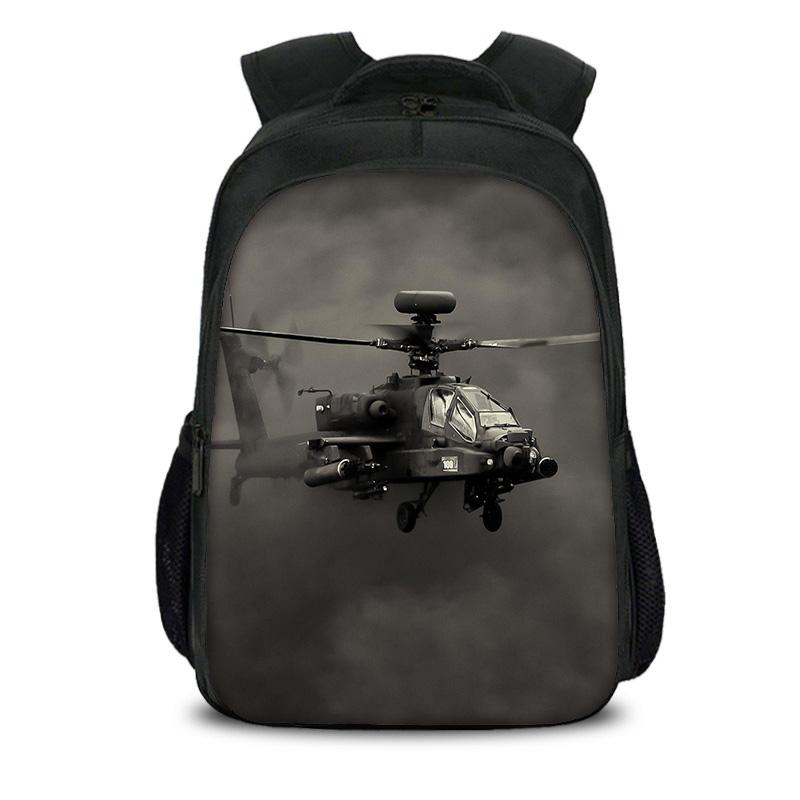 Helicopter Large Capacity Lightweight Double-layer Backpack with New Mechanical Printing the Best Gift for Boy and Girl Schools
