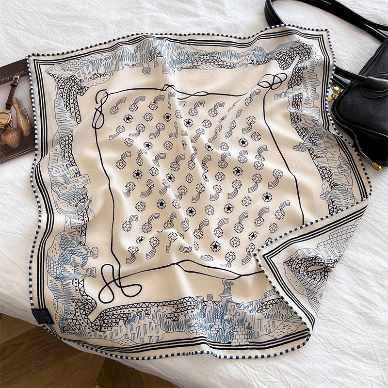 Daily temperament silk wool silk scarf Double-sided same color silk wool square scarf 2025 new gentle temperament silk wool scarf 65*65cm