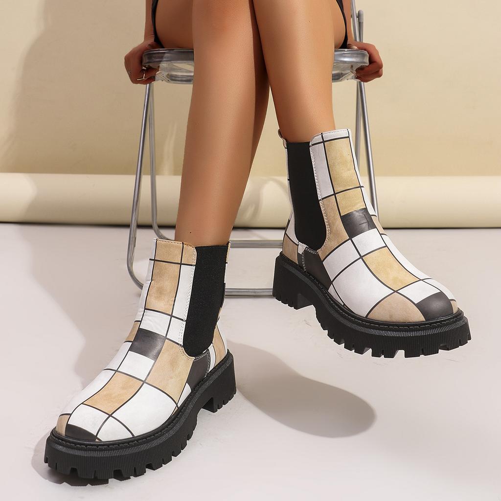 Thick heeled ankle boots Chelsea platform women's fashionable luxury boots autumn and winter women's boots