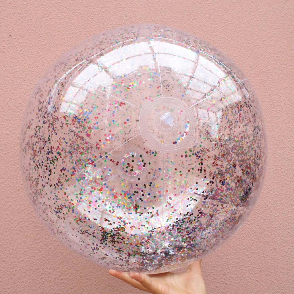 Gold Glitter Transparent PVC Beach Ball - Inflatable Water Toy & Photo Prop