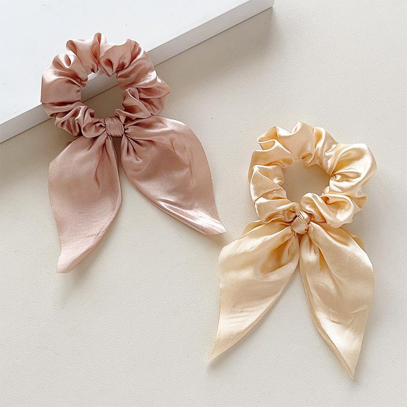 Satin Fabric Large Intestine Hair Band Diy Handmade Bow Streamer Ponytail Hair Rope Rubber Band