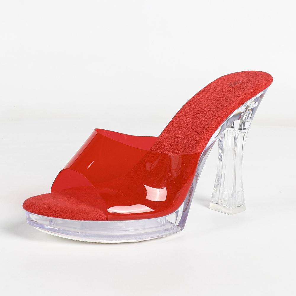 Women 11CM Chunky Heel Slide Slippers Platform High Heel Sexy Outdoor Runway Stage Fashion Footwear LFD-198711-A79