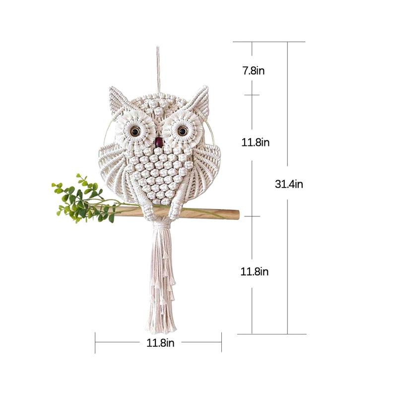 

Гобелен с совой, ручная работа, ловец снов в виде совы, настенное украшение в виде макраме, кисточка, бохо-декор, сделай сам, квартира, комната в общежитии, украшение для дома 30X80cm