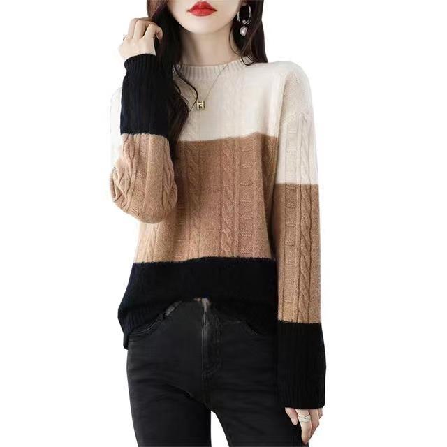 Fashion Autumn and Winter New Crew-Neck Sweater Women's Pullover Sweater with Long-Sleeved Blouse Bottoming Shirt Jumper