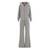 Autumn/Winter Outfit Set: Detachable Fur Collar Hoodie Fleece Jacket & Slim Flare Pants.