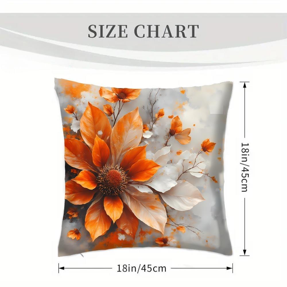 Jmg Clothing Unisex Orange/White 1-Piece & Floral Print Pillow Cover, 45X45cm, Home Daily Sofa Pillowcase