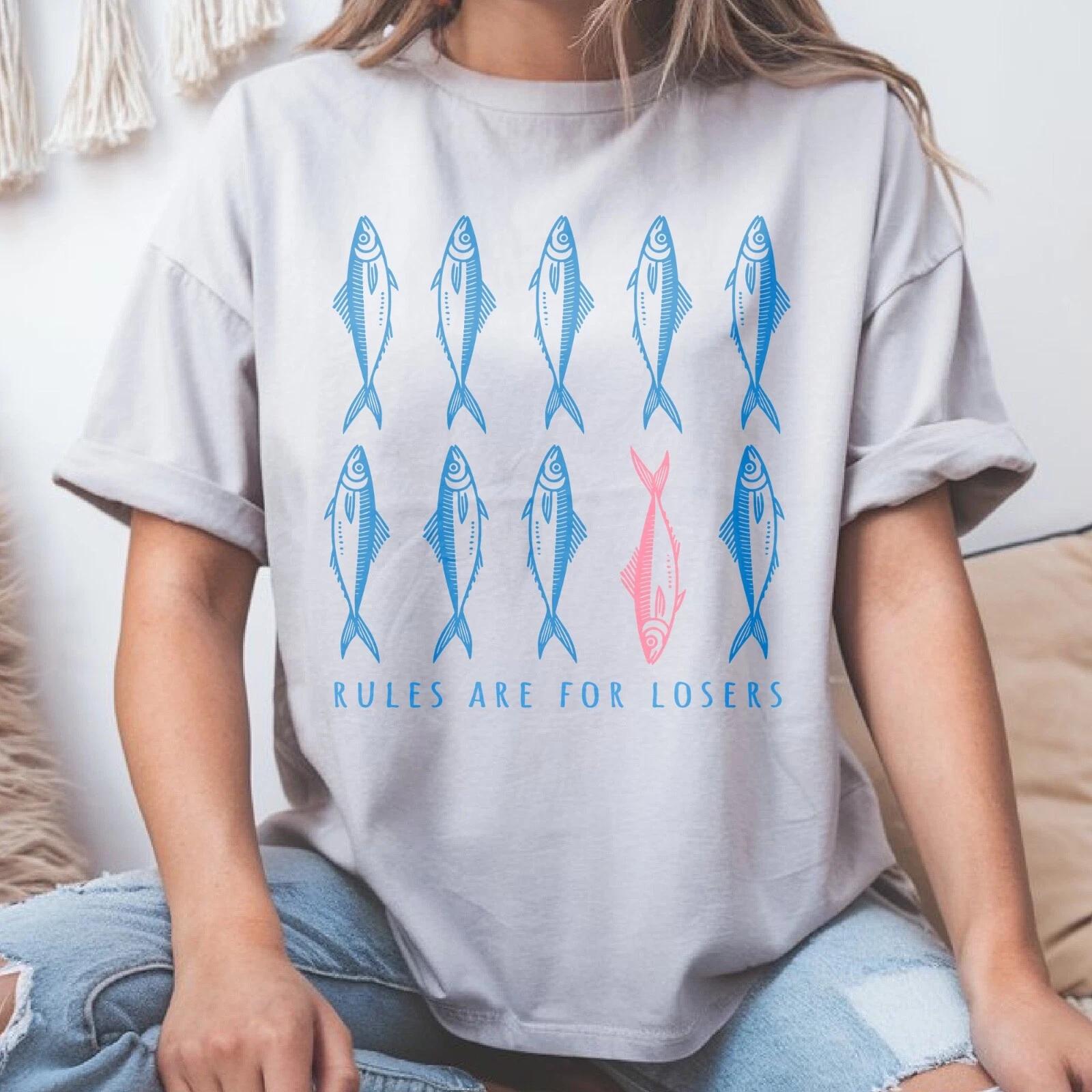 Sardine Trend “Rules Are for Losers” T-Shirt – Fisherman Aesthetic Shirt S
