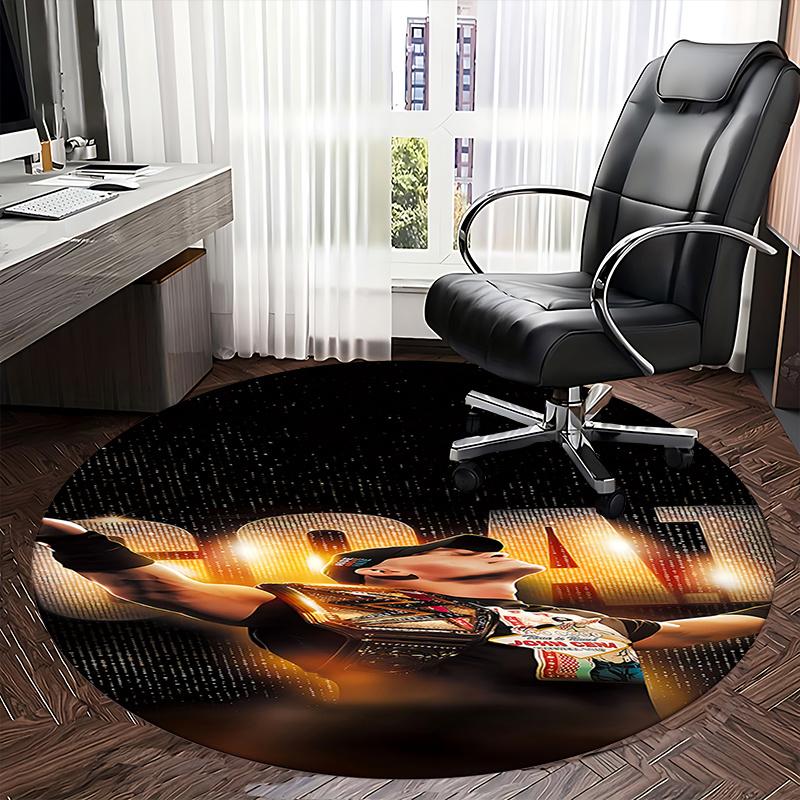 John Cena Pas Mistrza WWE Mata na Krzesło - Okrągły Dywan do Wystroju Domu, Dywanik Biurowy