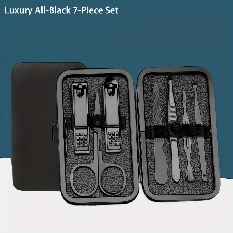7-18 Piece Set of Black Stainless Steel Nail Clippers Complete Set of Nail Clippers Acne Needles Foot Clippers Beauty Pliers