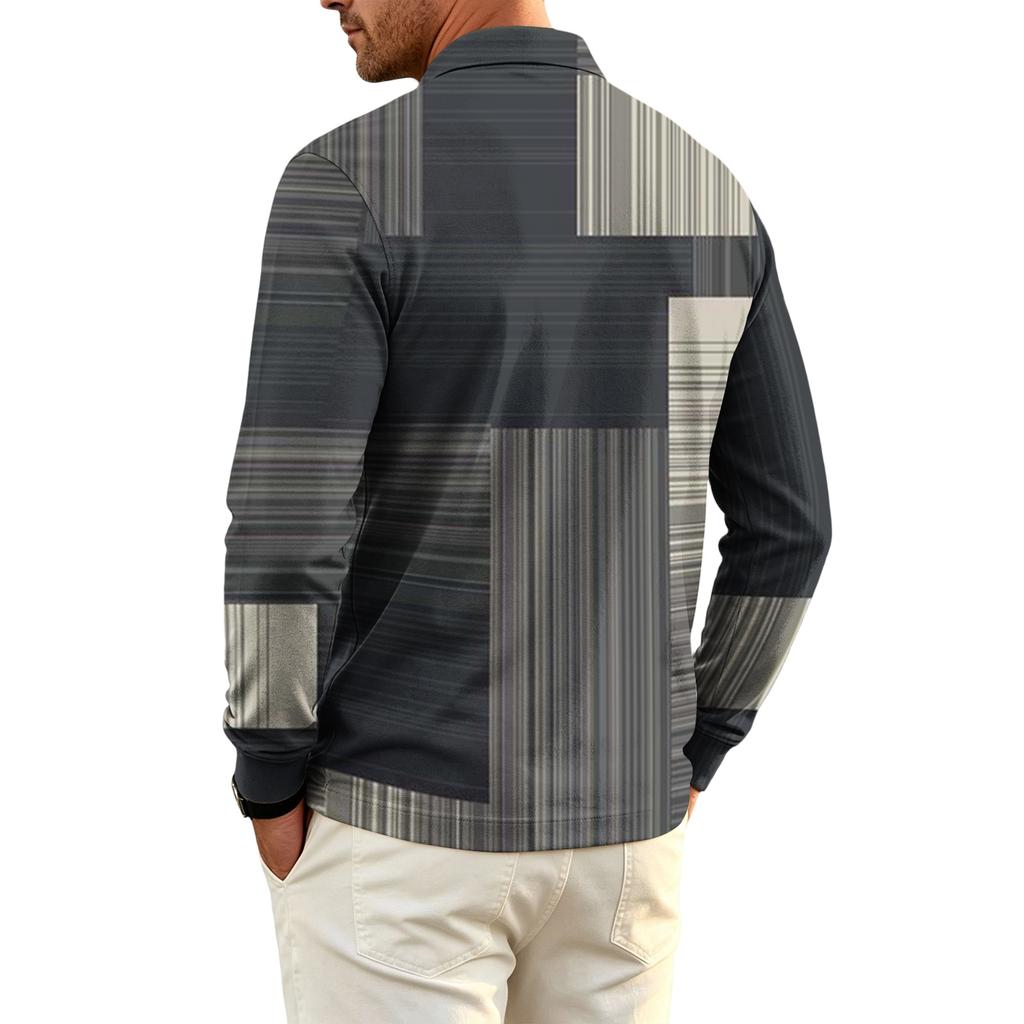 Men's Long Sleeve Quick Dry Golf Shirt with Breathable Mesh for Casual Outdoor Sports