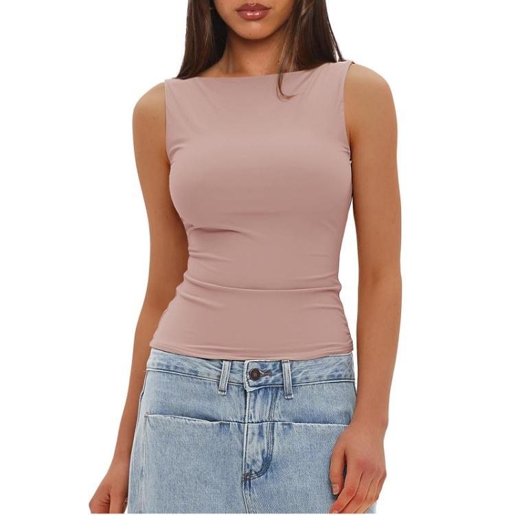 Schlankes ärmelloses lässiges Oberteil Damen Mode Hemd Oberbekleidung Unterhemd
