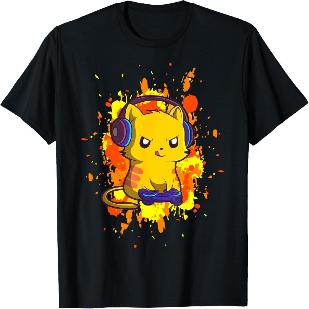 Cyber Gamer PC Nerdy Kitty Kitten Headphones T-Shirt XXXXXL чёрный
